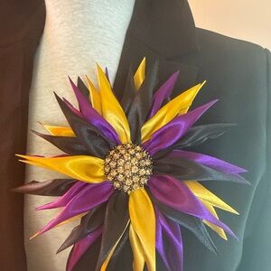 Luxury Brooch | Purple Gold Black | Oversized Couture Lapel Pin